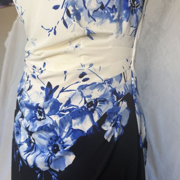 RALPH LAUREN Floral Matte Jersey Sheath Dress Ruched Side Sz 8 Travel Knit Lined - Picture 7 of 16